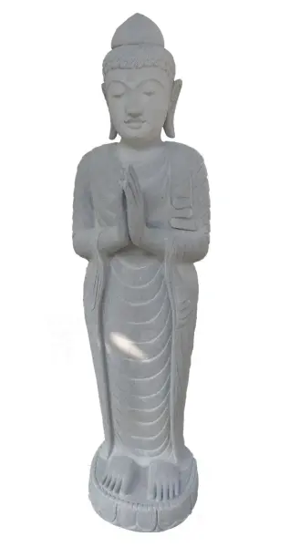 Product image of the product “Standing Indian Buddha - gesture of greeting Namaste, in the sizes from 120 to 180cm. Regular cape, Natural finish ”